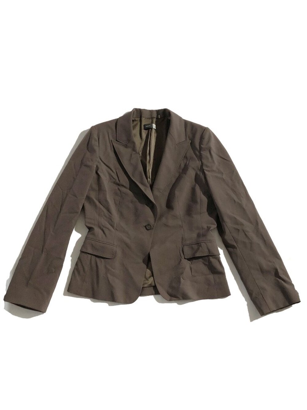 Saks Fifth Avenue SIGNATURE Blazer Womens Size 12 Brown Wool Single Button